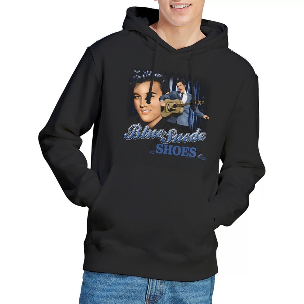 Black - Back - Elvis Presley Unisex Adult Blue Suede Shoes Hoodie