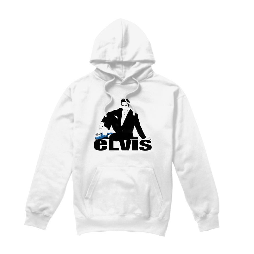 White - Front - Elvis Presley Unisex Adult Blue Suede Shoes Hoodie