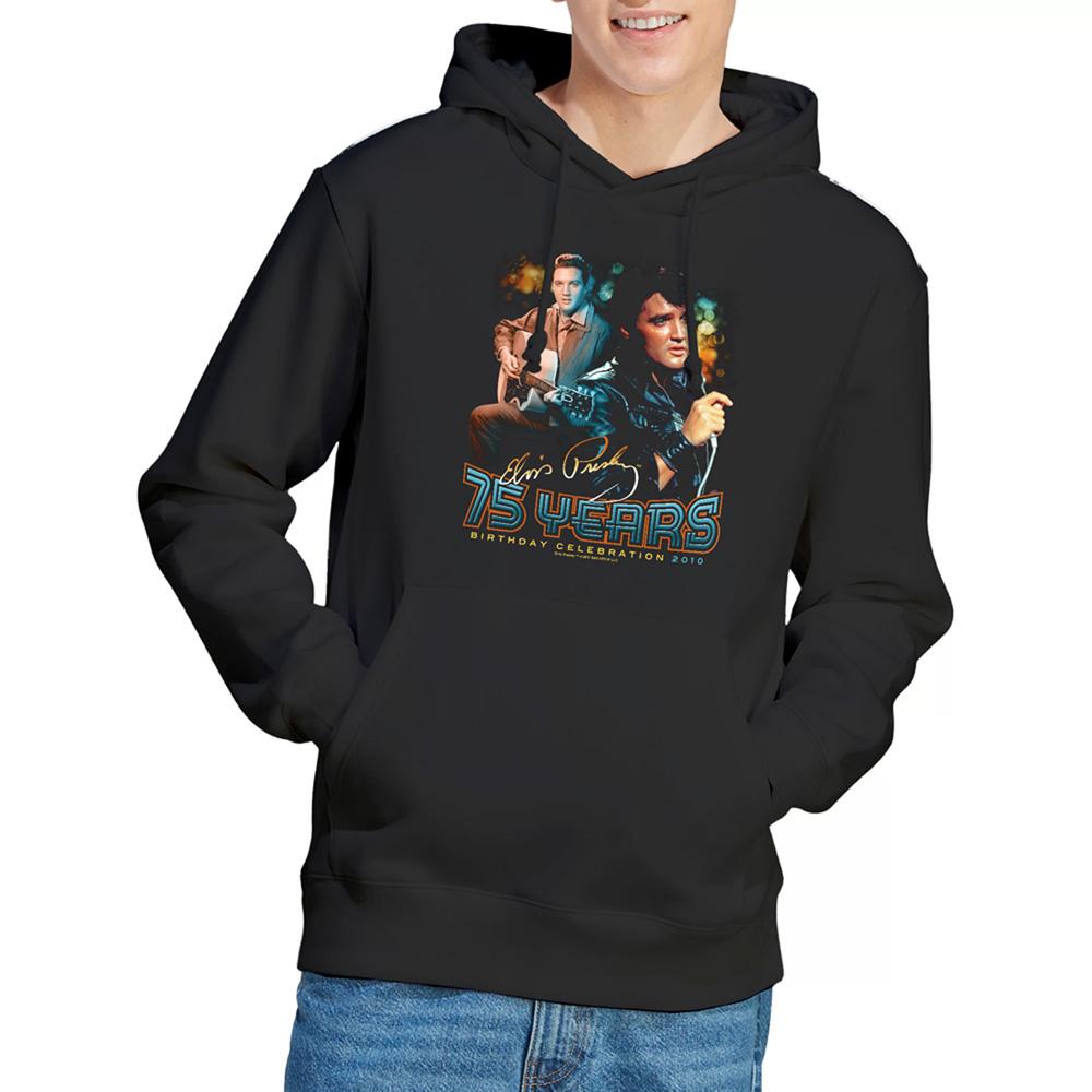 Black - Side - Elvis Presley Unisex Adult 75 Years Hoodie