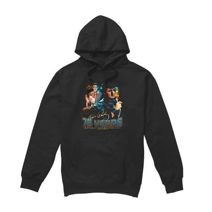 Black - Front - Elvis Presley Unisex Adult 75 Years Hoodie