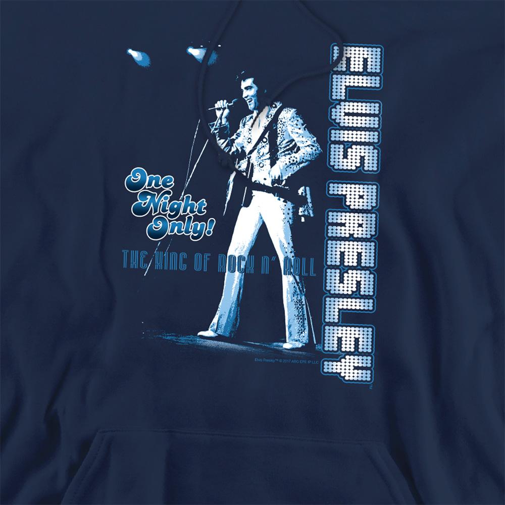 Navy - Side - Elvis Presley Unisex Adult One Night Only Hoodie