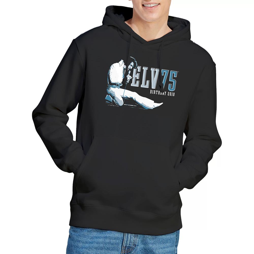 Black - Front - Elvis Presley Unisex Adult 75 Logo Hoodie