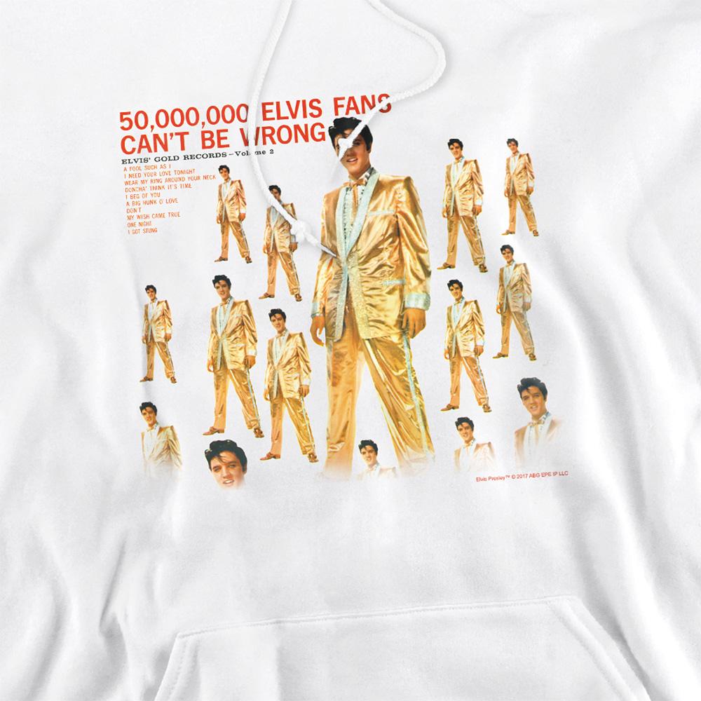 White - Side - Elvis Presley Unisex Adult 50 Million Fans Hoodie