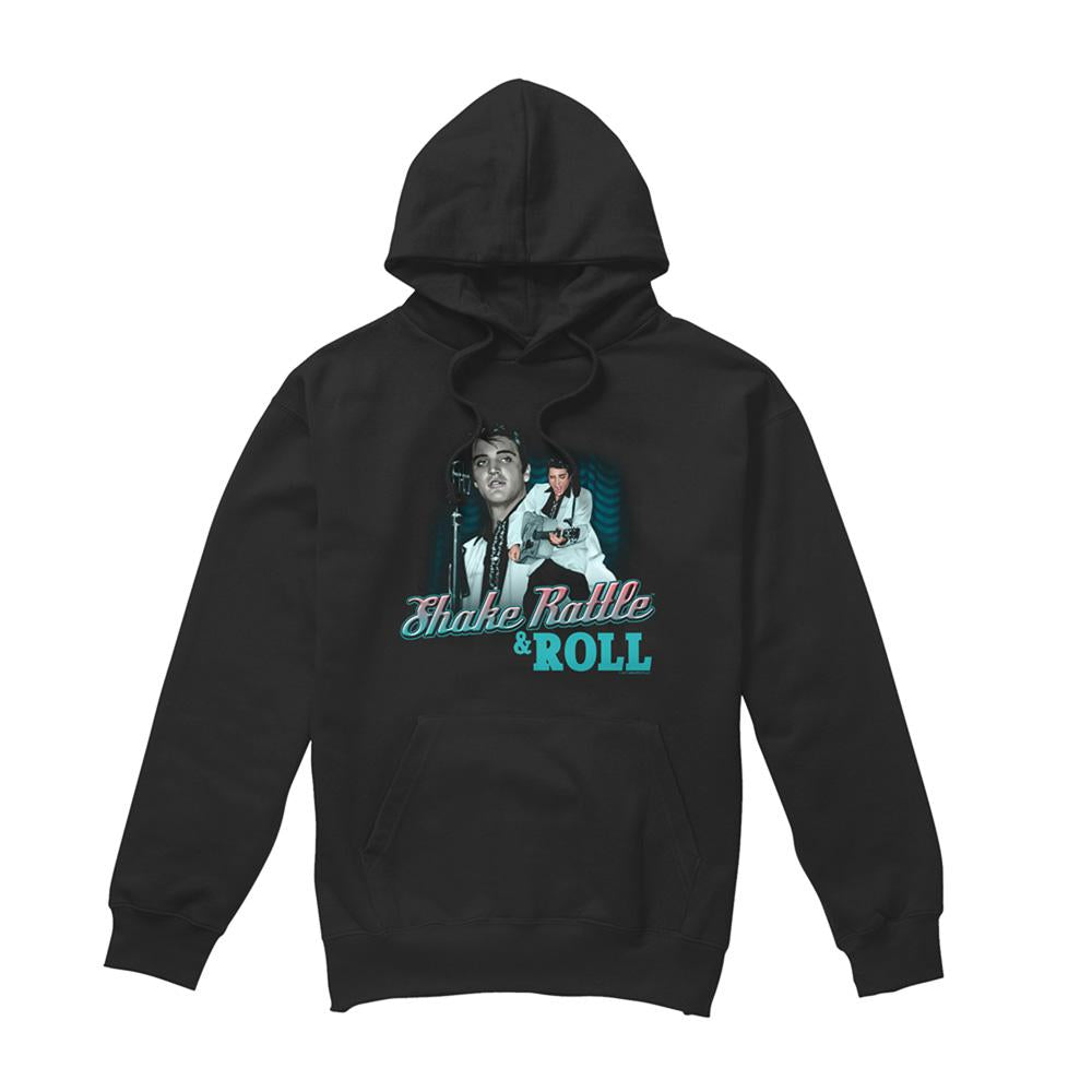 Black - Front - Elvis Presley Unisex Adult Shake Rattle & Roll Hoodie