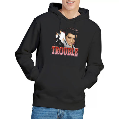 Black - Back - Elvis Presley Unisex Adult Trouble Hoodie