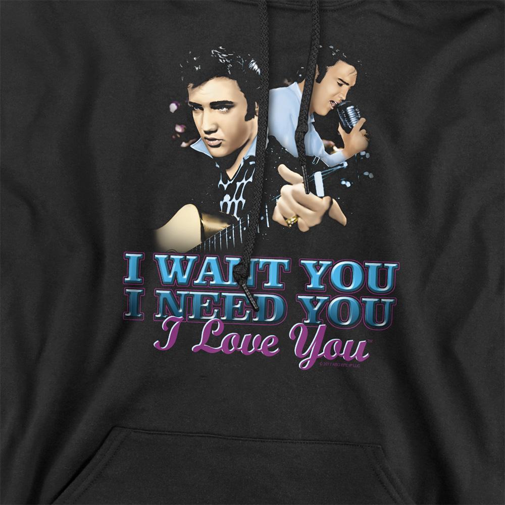 Black - Side - Elvis Presley Unisex Adult I Want You Hoodie