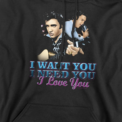 Black - Side - Elvis Presley Unisex Adult I Want You Hoodie