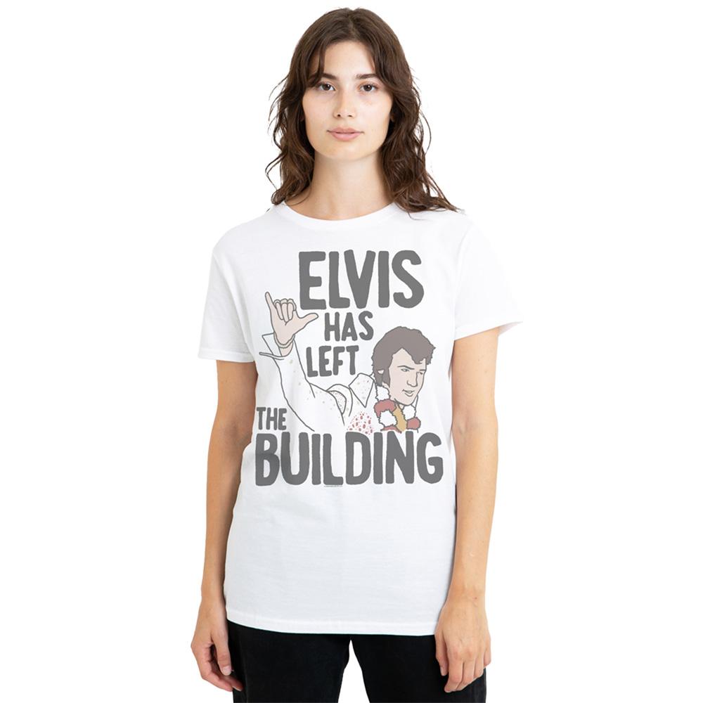 White - Back - Elvis Presley Womens-Ladies Elvis Has Left The Building T-Shirt