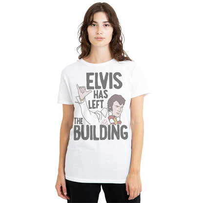 White - Back - Elvis Presley Womens-Ladies Elvis Has Left The Building T-Shirt