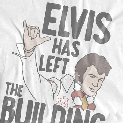 White - Side - Elvis Presley Womens-Ladies Elvis Has Left The Building T-Shirt
