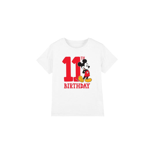 White - Front - Disney Childrens-Kids Mickey Mouse 11th Birthday T-Shirt