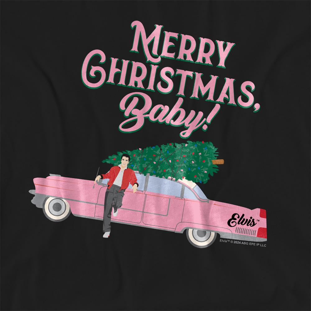 Black - Side - Elvis Presley Womens-Ladies Merry Christmas Baby T-Shirt