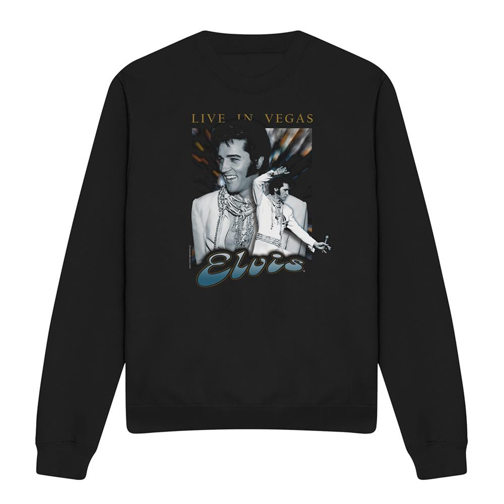 Black - Front - Elvis Presley Unisex Adult Live In Vegas Sweatshirt