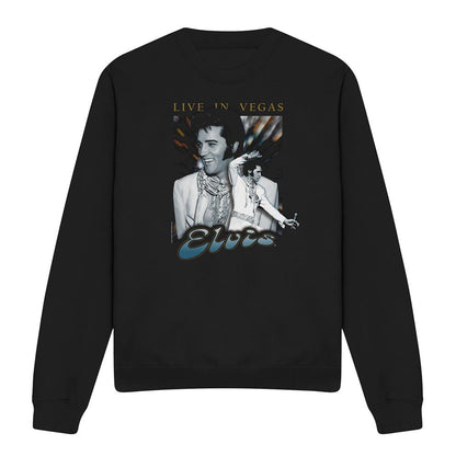 Black - Front - Elvis Presley Unisex Adult Live In Vegas Sweatshirt