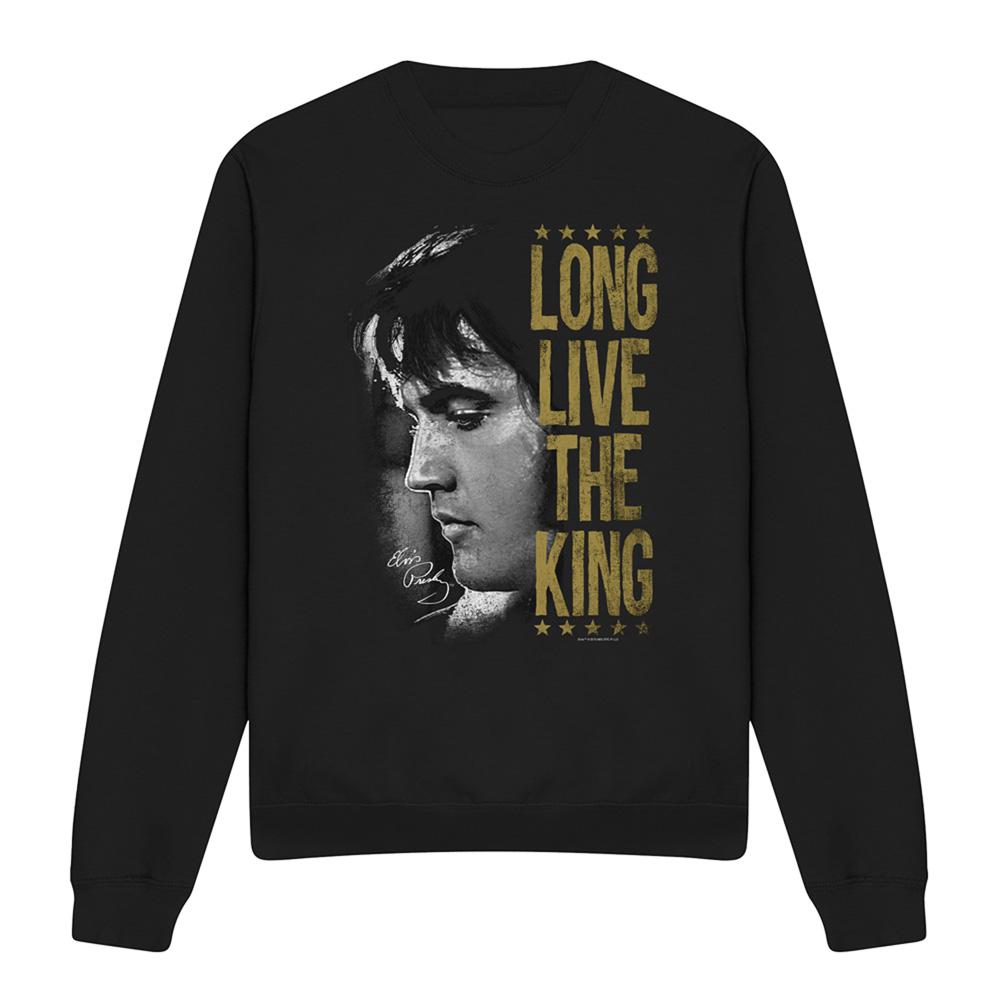Black - Front - Elvis Presley Unisex Adult Long Live The King Sweatshirt