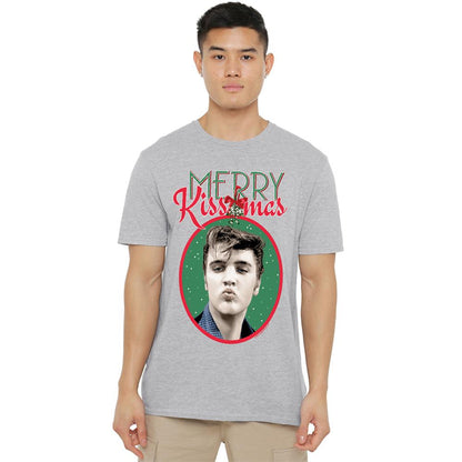 Athletic Heather - Back - Elvis Presley Unisex Adult Merry Kissmas T-Shirt