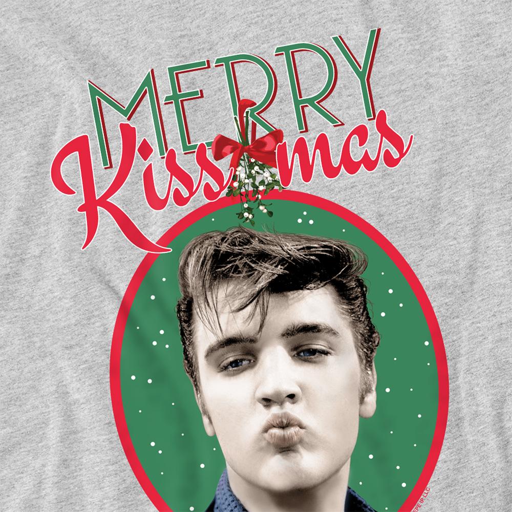 Athletic Heather - Side - Elvis Presley Unisex Adult Merry Kissmas T-Shirt