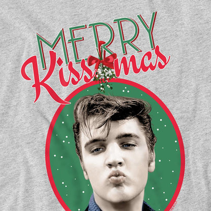 Athletic Heather - Side - Elvis Presley Unisex Adult Merry Kissmas T-Shirt
