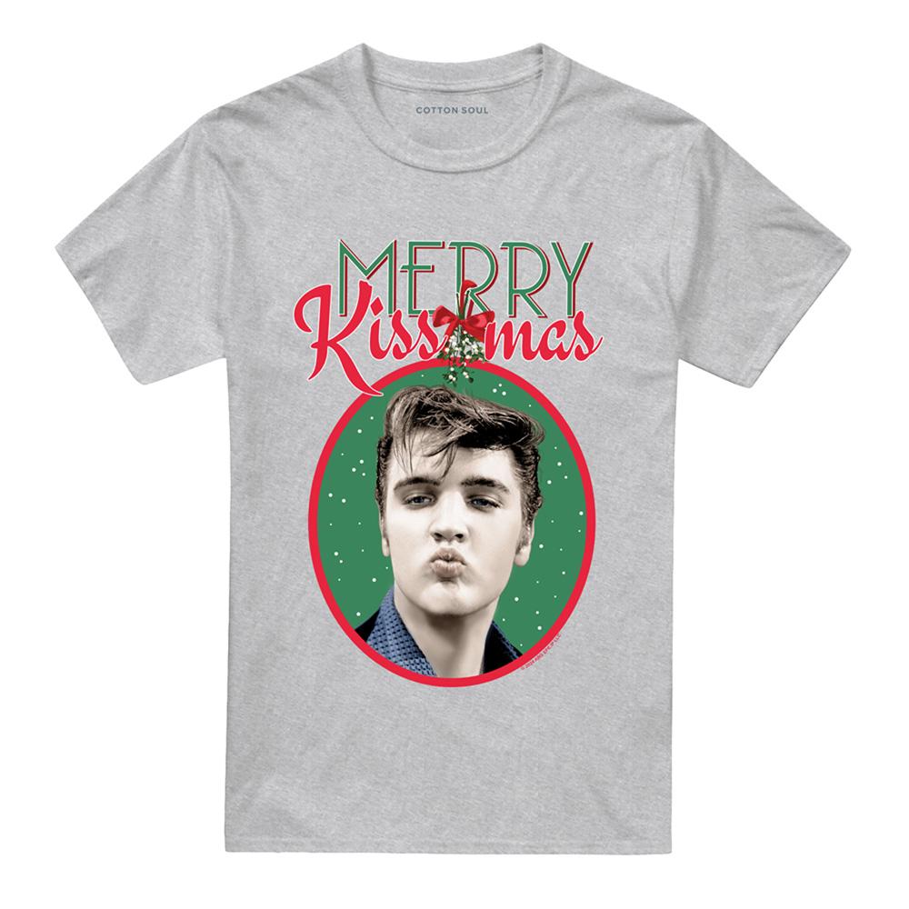 Athletic Heather - Front - Elvis Presley Unisex Adult Merry Kissmas T-Shirt