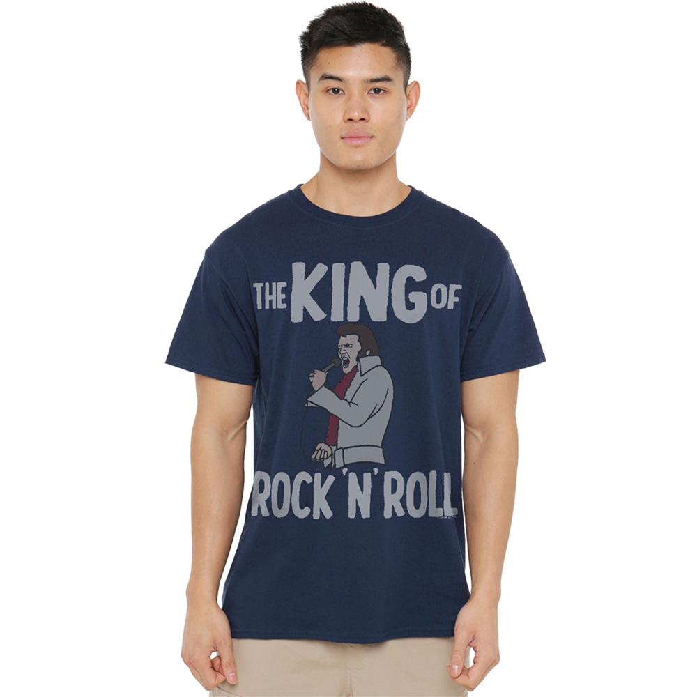 Navy - Back - Elvis Presley Unisex Adult The King Of Rock N Roll T-Shirt