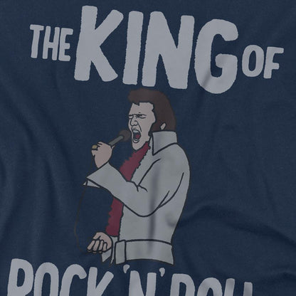 Navy - Side - Elvis Presley Unisex Adult The King Of Rock N Roll T-Shirt
