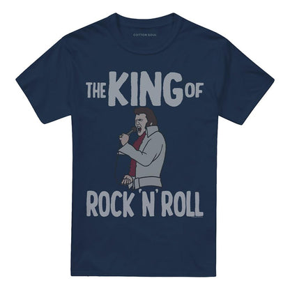 Navy - Front - Elvis Presley Unisex Adult The King Of Rock N Roll T-Shirt