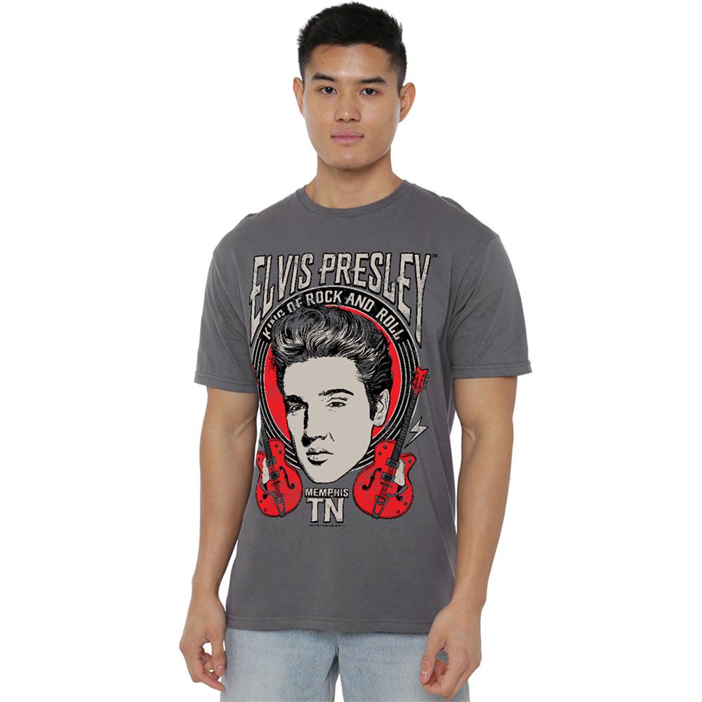 Charcoal - Back - Elvis Presley Unisex Adult Elvis Rock T-Shirt