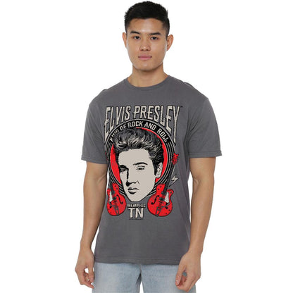 Charcoal - Back - Elvis Presley Unisex Adult Elvis Rock T-Shirt