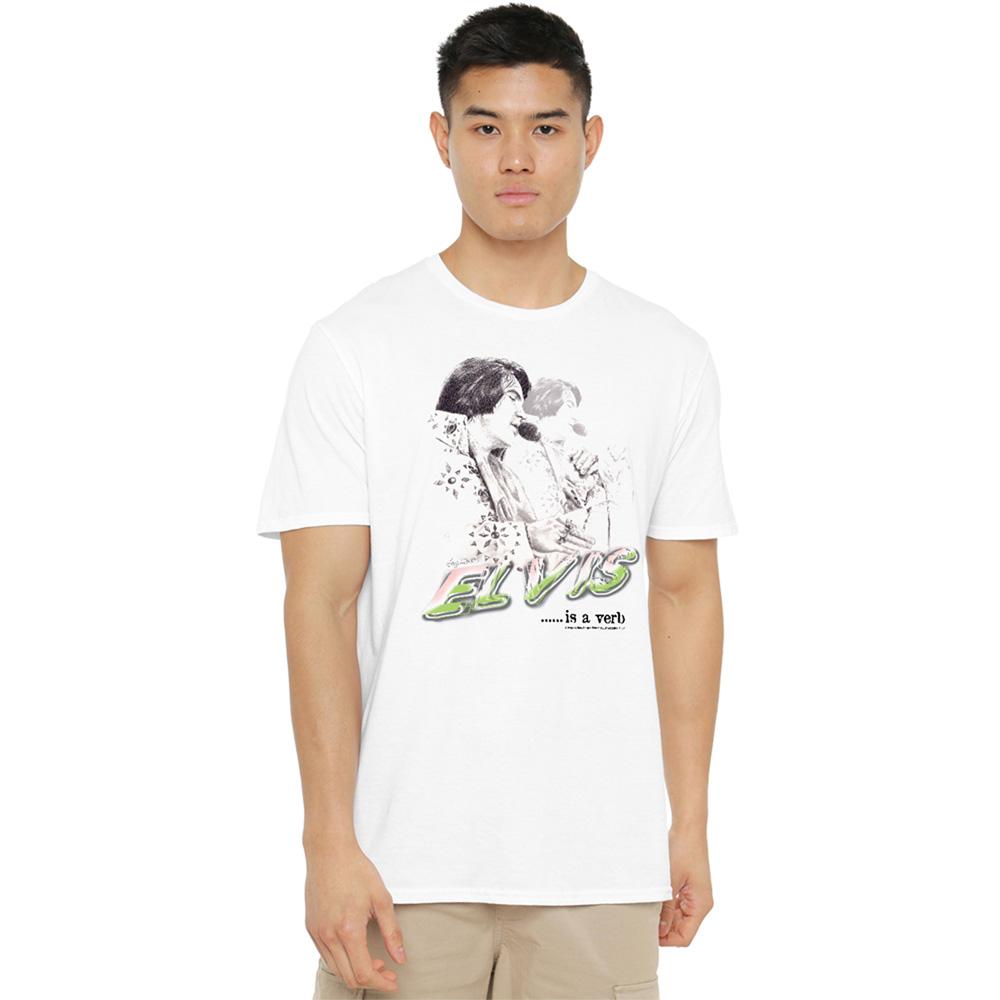 White - Back - Elvis Presley Unisex Adult Elvis Is A Verb T-Shirt