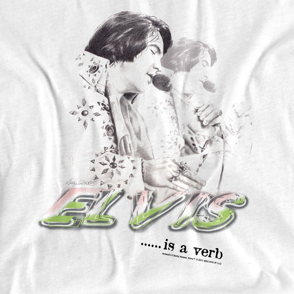 White - Side - Elvis Presley Unisex Adult Elvis Is A Verb T-Shirt
