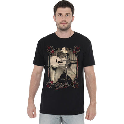 Black - Back - Elvis Presley Unisex Adult Pinstripe T-Shirt