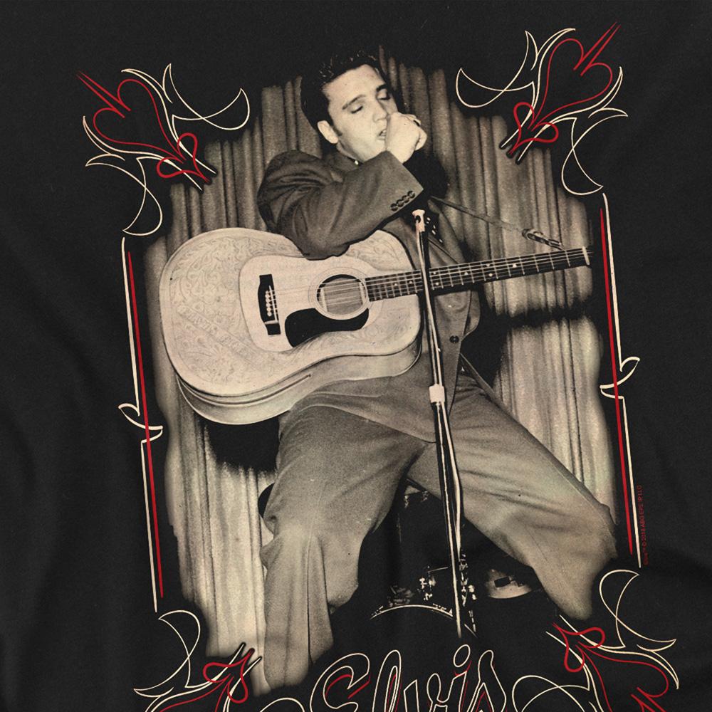 Black - Side - Elvis Presley Unisex Adult Pinstripe T-Shirt
