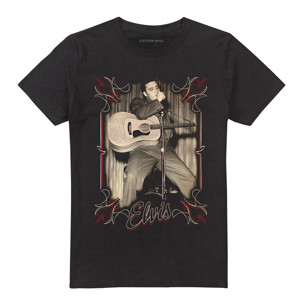 Black - Front - Elvis Presley Unisex Adult Pinstripe T-Shirt