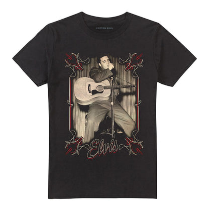 Black - Front - Elvis Presley Unisex Adult Pinstripe T-Shirt