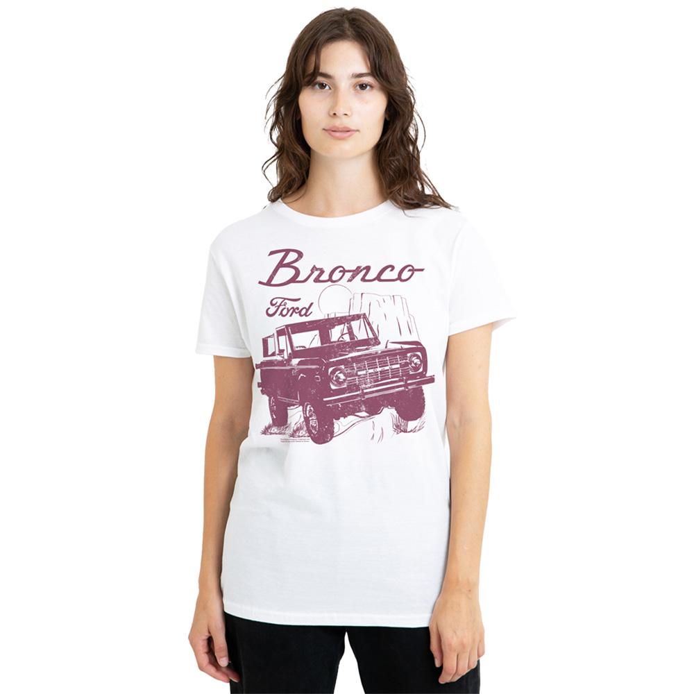 White - Back - Ford Womens-Ladies Bronco Wild West T-Shirt