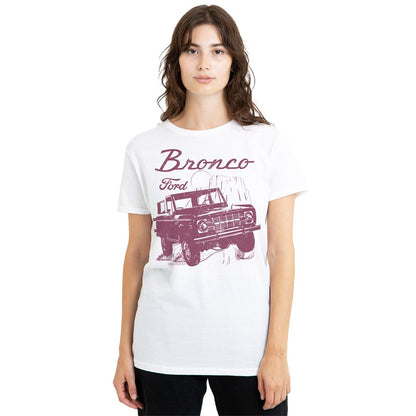 White - Back - Ford Womens-Ladies Bronco Wild West T-Shirt