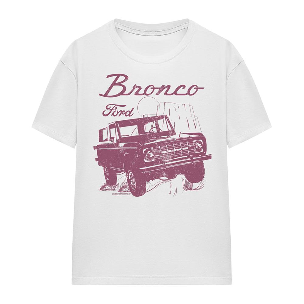 White - Front - Ford Womens-Ladies Bronco Wild West T-Shirt