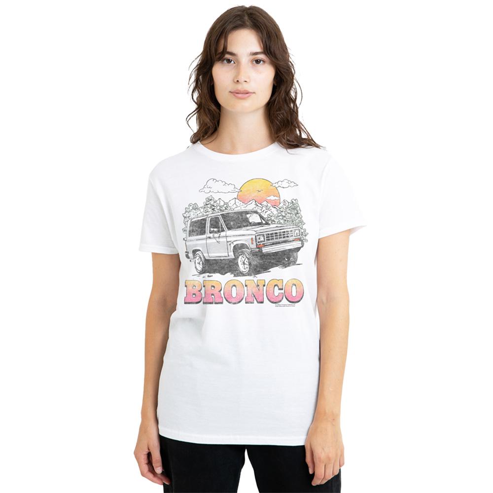 White - Back - Ford Womens-Ladies Bronco Sunrise T-Shirt