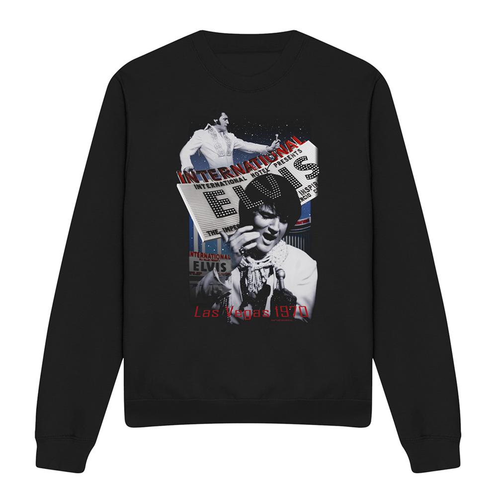 Black - Front - Elvis Presley Unisex Adult International Hotel Sweatshirt