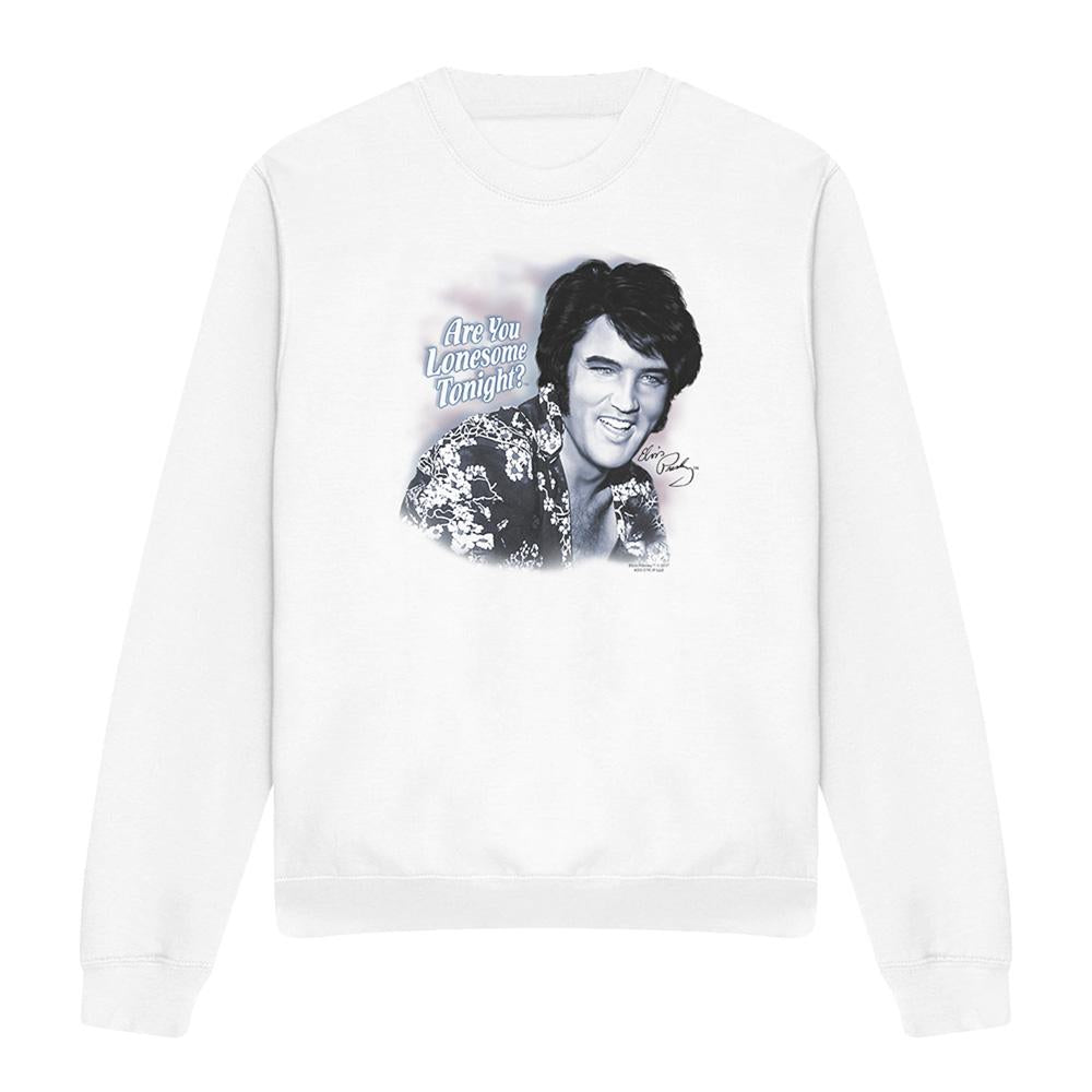 White - Front - Elvis Presley Unisex Adult Lonesome Tonight Sweatshirt