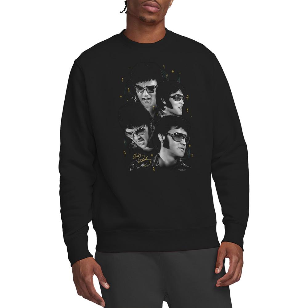 Black - Back - Elvis Presley Unisex Adult Faces Polycotton Sweatshirt