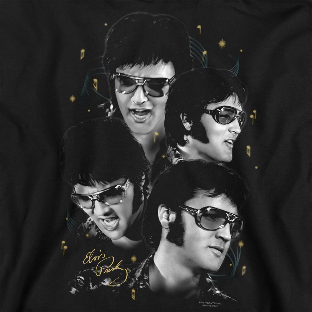Black - Side - Elvis Presley Unisex Adult Faces Polycotton Sweatshirt