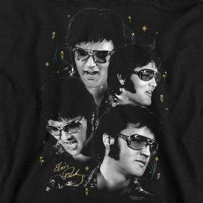Black - Side - Elvis Presley Unisex Adult Faces Polycotton Sweatshirt