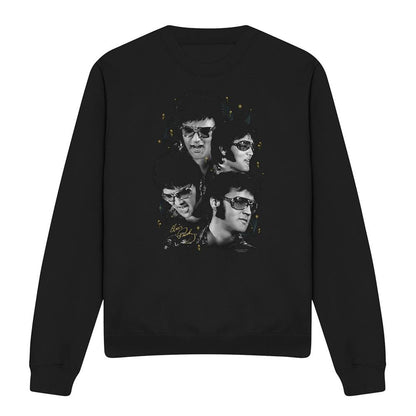 Black - Front - Elvis Presley Unisex Adult Faces Polycotton Sweatshirt
