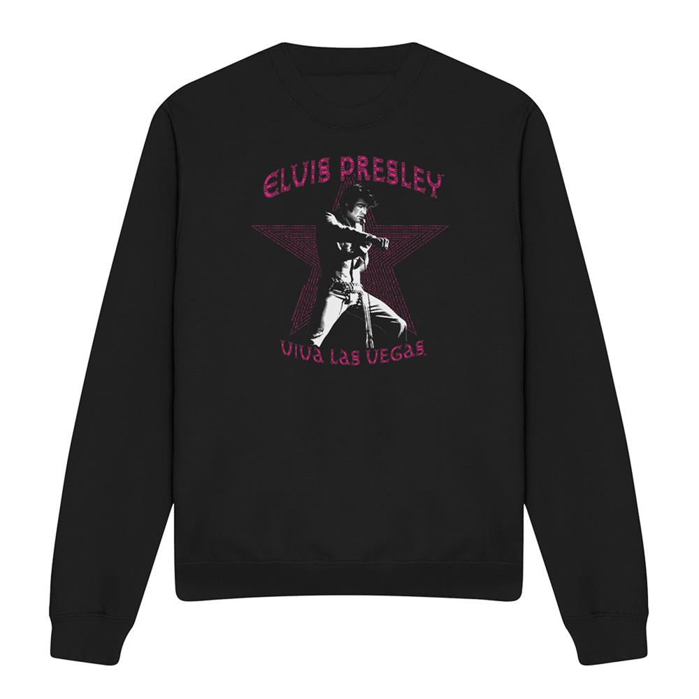 Black - Front - Elvis Presley Unisex Adult Viva Las Vegas Star Sweatshirt
