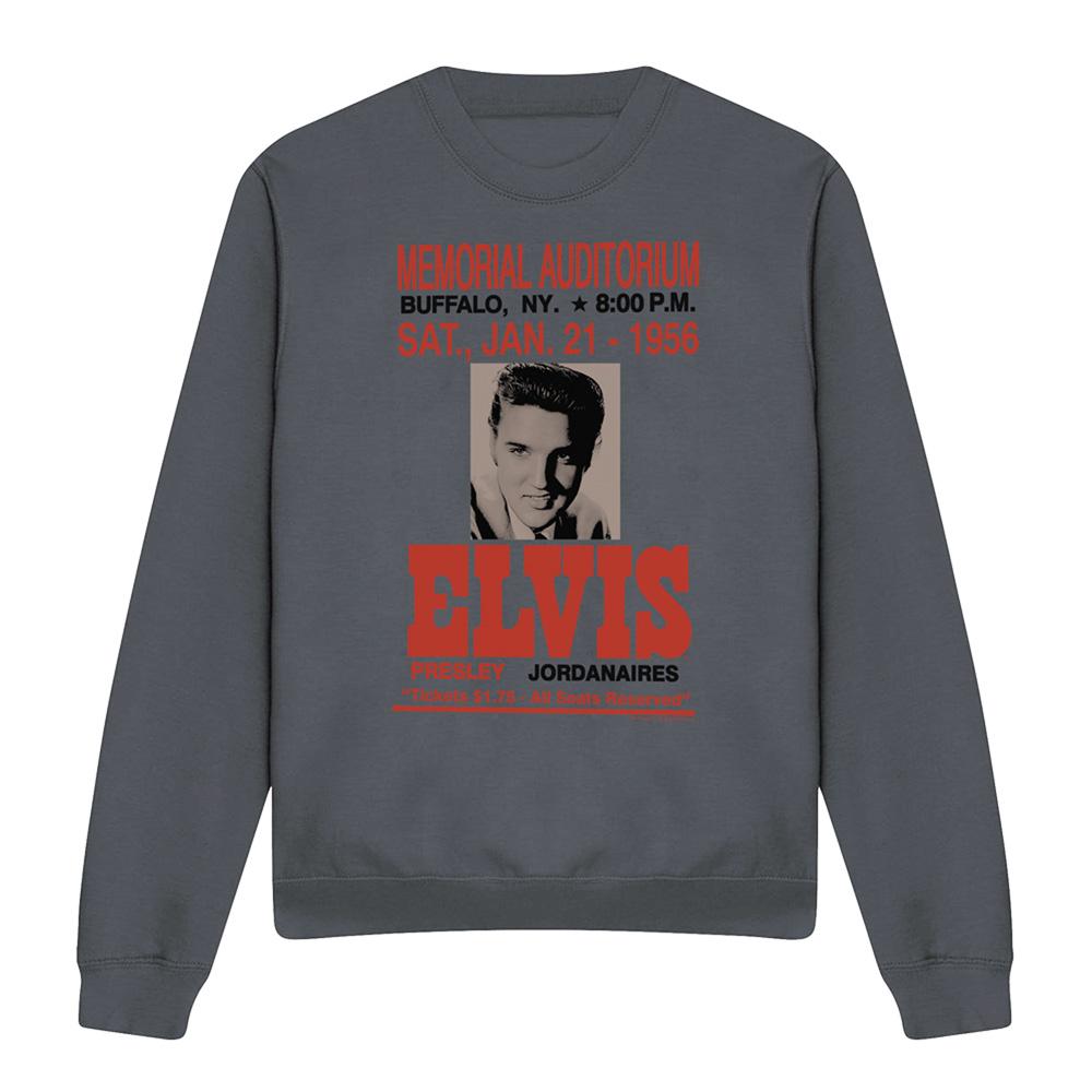Charcoal - Front - Elvis Presley Unisex Adult Buffalo 1956 Sweatshirt