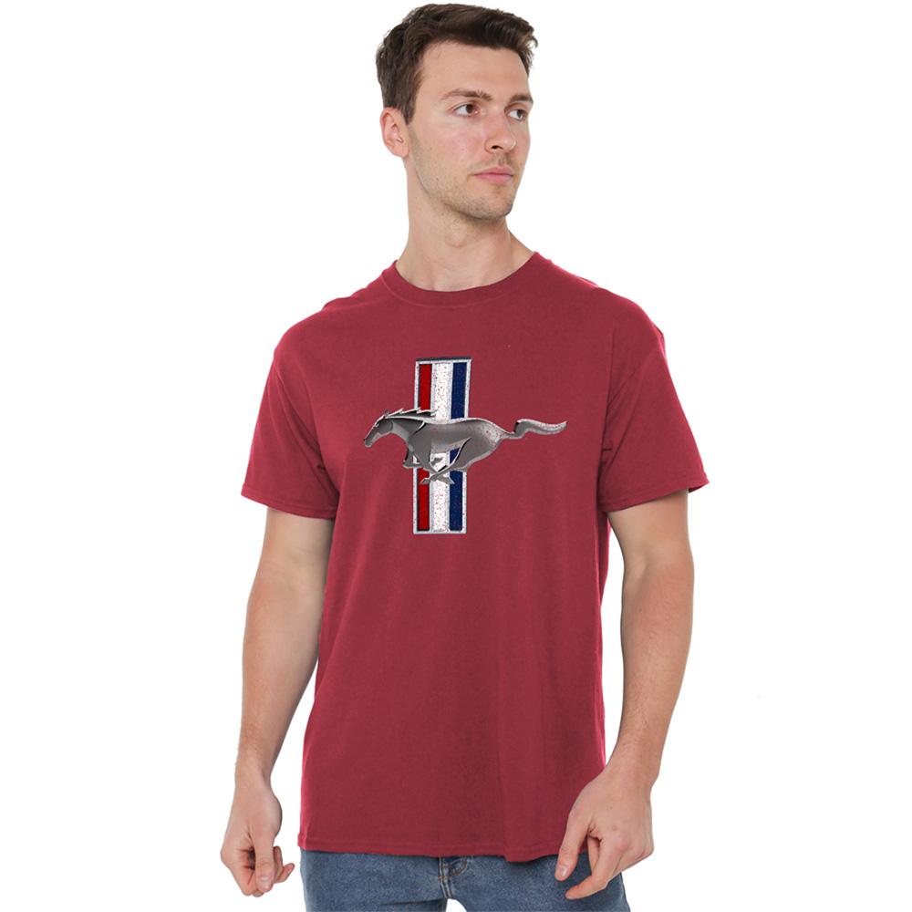 Cardinal - Back - Ford Unisex Adult Mustang Stripe Vintage T-Shirt