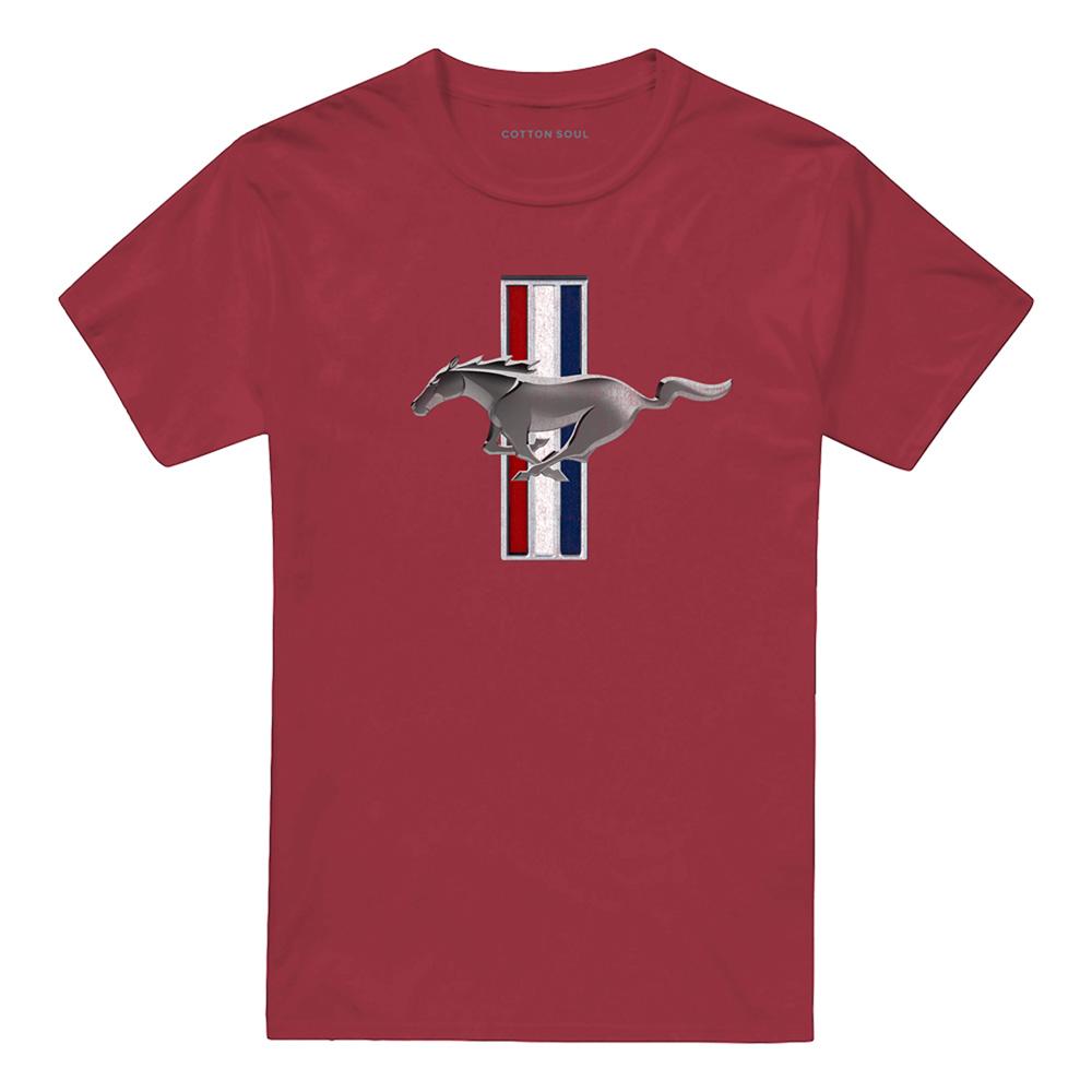 Cardinal - Front - Ford Unisex Adult Mustang Stripe Vintage T-Shirt