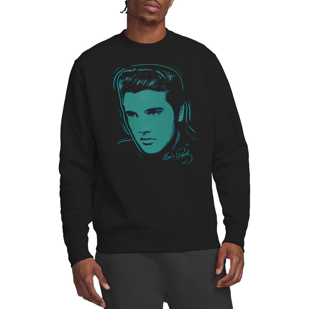 Black - Back - Elvis Presley Unisex Adult Young Dots Sweatshirt