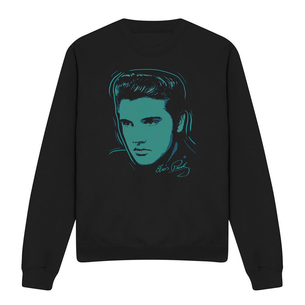 Black - Front - Elvis Presley Unisex Adult Young Dots Sweatshirt